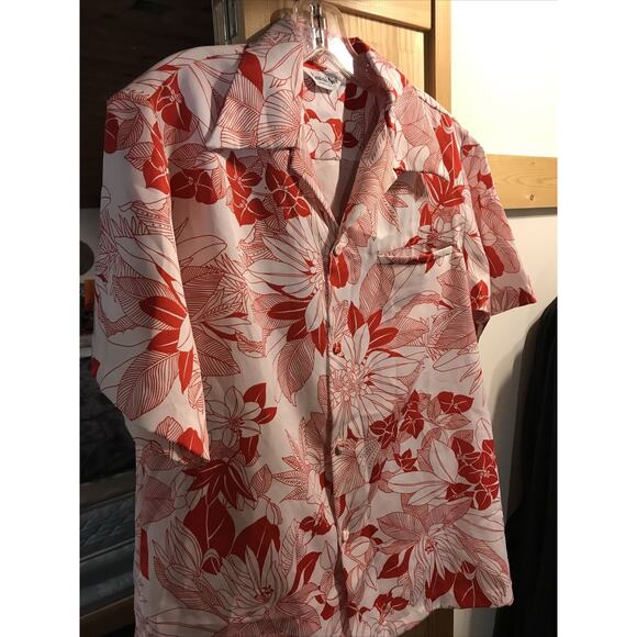 Hawaii Nei Honolulu Vintage Men’s L Red Floral Short Sleeve Button Down Shirt - Picture 4 of 12